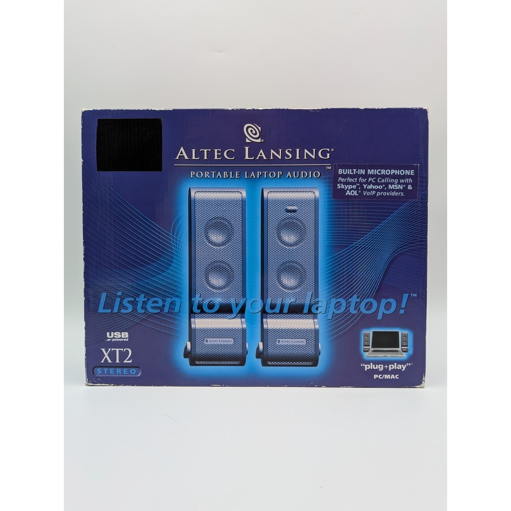 Altec Lansing Portable XT2 USB Laptop Speakers / Microphone w Travel Case 2005